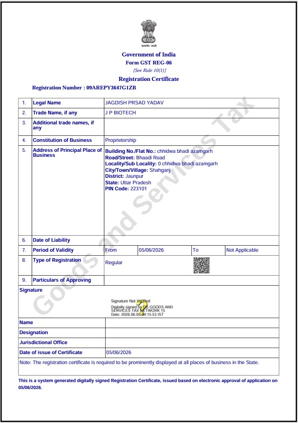 GST Registration Certificate